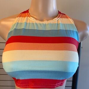 Vibrant Striped Crop Top